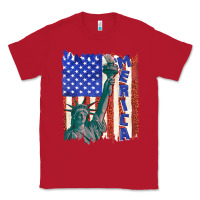 Red usa flag with statue of liberty Classic Tee - texasbilliewilder