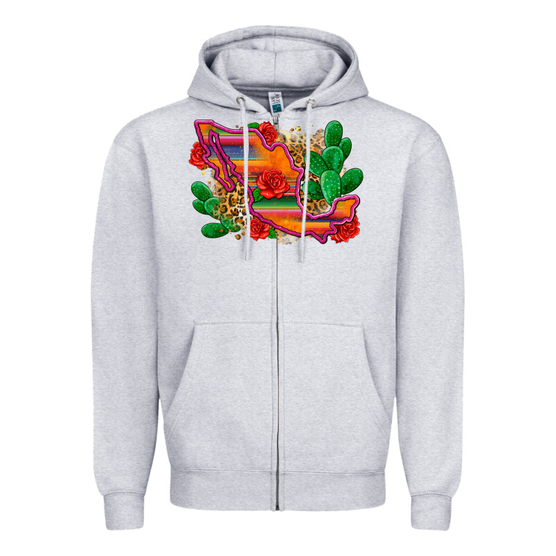 Mexico Map Zipper Hoodie by Zillion Design Studio | Teevron