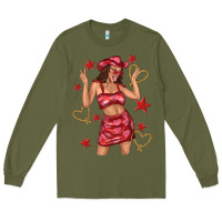 Army Green heart cowgirl Long Sleeve Tee - texasbilliewilder