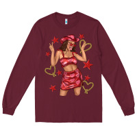 Burgundy heart cowgirl Long Sleeve Tee - texasbilliewilder