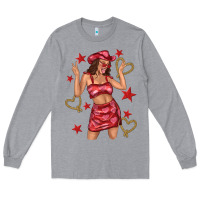 Heather Grey heart cowgirl Long Sleeve Tee - texasbilliewilder