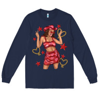 Navy heart cowgirl Long Sleeve Tee - texasbilliewilder
