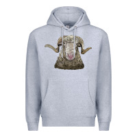 Heather Grey rambouillet sheep head Premium Hoodie - LillyAllenDesigns