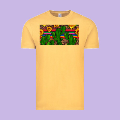 Sunflowers And Cactus License Plate Vintage Tee Designed By Artiststas