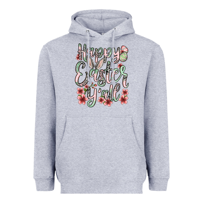 Easter Day Happy Easter Y'all Heavyweight Hoodie by OliviaCreatesArt | Teevron