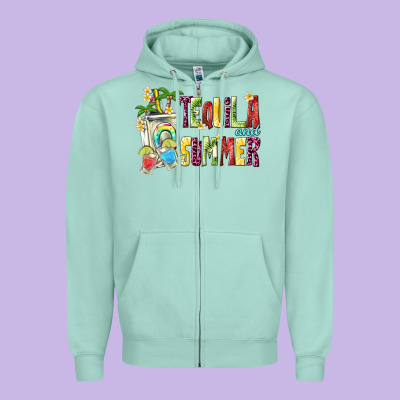 Tequila And Summer Zipper Hoodie Designed By Texasbilliewilder