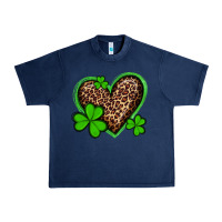 Navy st patricks day leopard heart with shamrocks Urban Heavy Tee - Artiststas