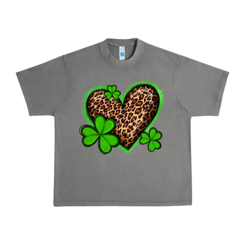 St Patricks Day Leopard Heart With Shamrocks Urban Heavy Tee by Artiststas | Teevron