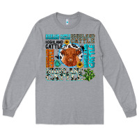 Heather Grey highland cattle Long Sleeve Tee - texasbilliewilder