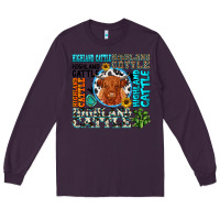 Plum highland cattle Long Sleeve Tee - texasbilliewilder
