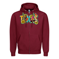 Burgundy texas summer Zipper Hoodie - texasbilliewilder