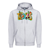 Heather Grey texas summer Zipper Hoodie - texasbilliewilder