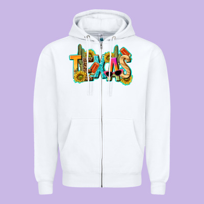 Texas Summer Zipper Hoodie Designed By Texasbilliewilder