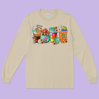 Long Sleeve Tee hippie coffee cups