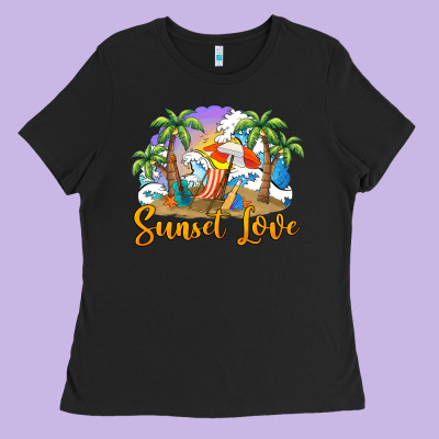 Sunset Love Ladies Tee Designed By Barkaloodesign