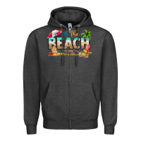 Charcoal Heather the beach is my happy place Zipper Hoodie - texasbilliewilder