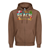 Chestnut the beach is my happy place Zipper Hoodie - texasbilliewilder