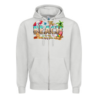 Dove Grey the beach is my happy place Zipper Hoodie - texasbilliewilder