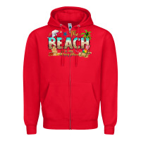 Red the beach is my happy place Zipper Hoodie - texasbilliewilder