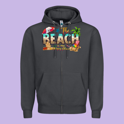 The Beach Is My Happy Place Zipper Hoodie Designed By Texasbilliewilder