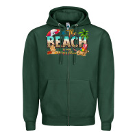 Sports Green the beach is my happy place Zipper Hoodie - texasbilliewilder