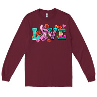 Burgundy love stitch Long Sleeve Tee - AdoDesignShop