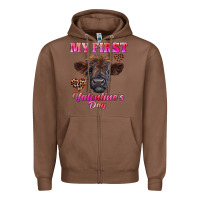 Chestnut my first valentine's day highland calf Zipper Hoodie - RanaPortraitStore