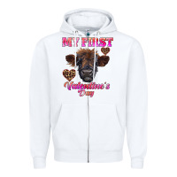 White my first valentine's day highland calf Zipper Hoodie - RanaPortraitStore