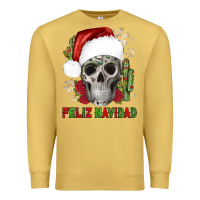 Antique Gold feliz navidad skull cactus Premium Sweatshirt - JahusDesignShop