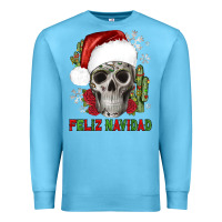Ocean Blue feliz navidad skull cactus Premium Sweatshirt - JahusDesignShop