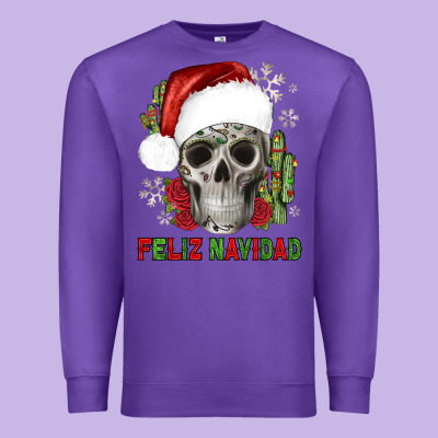 Feliz Navidad Skull Cactus Premium Sweatshirt Designed By Jahusdesignshop