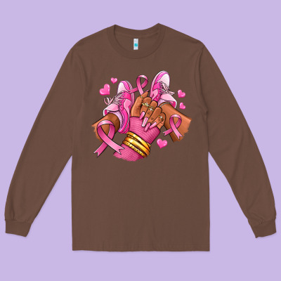 Long Sleeve Tee Breast Cancer afro girl sneakers