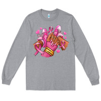 Heather Grey Breast Cancer afro girl sneakers Long Sleeve Tee - RanaPortraitStore
