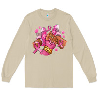 Mushroom Breast Cancer afro girl sneakers Long Sleeve Tee - RanaPortraitStore