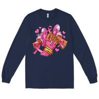Navy Breast Cancer afro girl sneakers Long Sleeve Tee - RanaPortraitStore