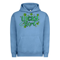 Pigment Pebble Blue lucky girl Urban Hoodie - MaliasSmallBusiness