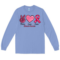 Colony Blue Peace Love Cure Cancer Long Sleeve Tee - RanaPortraitStore