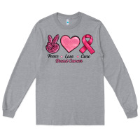 Heather Grey Peace Love Cure Cancer Long Sleeve Tee - RanaPortraitStore