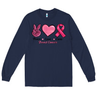 Navy Peace Love Cure Cancer Long Sleeve Tee - RanaPortraitStore