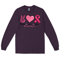 Plum Peace Love Cure Cancer Long Sleeve Tee - RanaPortraitStore