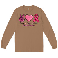 Toasted Coconut Peace Love Cure Cancer Long Sleeve Tee - RanaPortraitStore