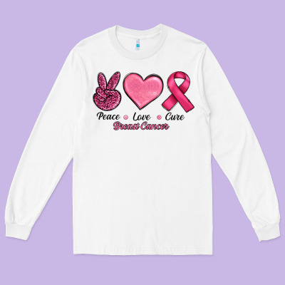 Long Sleeve Tee Peace Love Cure Cancer