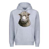 Heather Grey dorset sheep head Premium Hoodie - LillyAllenDesigns