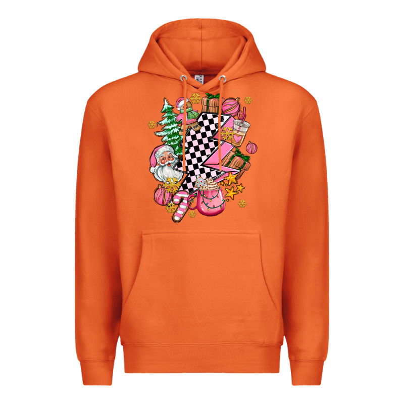 Pink Christmas Lightning Bolt Premium Hoodie by AdoDesignShop | Teevron