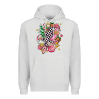 Dove Grey pink christmas lightning bolt Premium Hoodie - AdoDesignShop