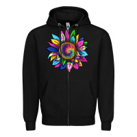 Black tie dye sunflower Zipper Hoodie - texasbilliewilder