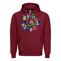 Burgundy tie dye sunflower Zipper Hoodie - texasbilliewilder