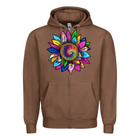 Chestnut tie dye sunflower Zipper Hoodie - texasbilliewilder