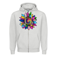 Dove Grey tie dye sunflower Zipper Hoodie - texasbilliewilder