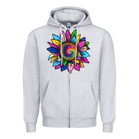 Heather Grey tie dye sunflower Zipper Hoodie - texasbilliewilder